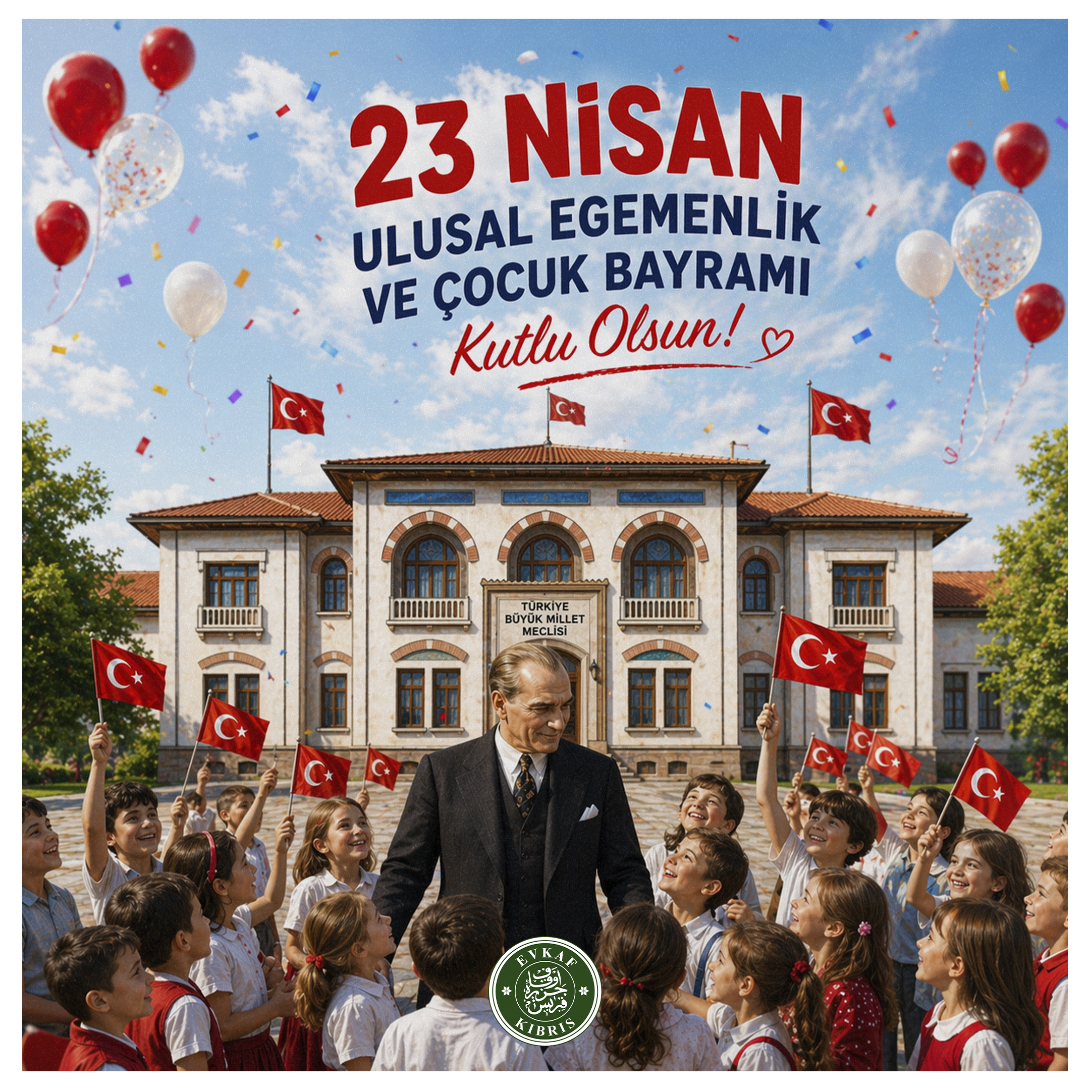 Kıbrıs Vakıflar İdaresi olarak, yarınlarımızın teminatı olan çocuklarımızın 23 Nisan Ulusal Egemenlik ve Çocuk Bayramı’nı kutluyoruz.