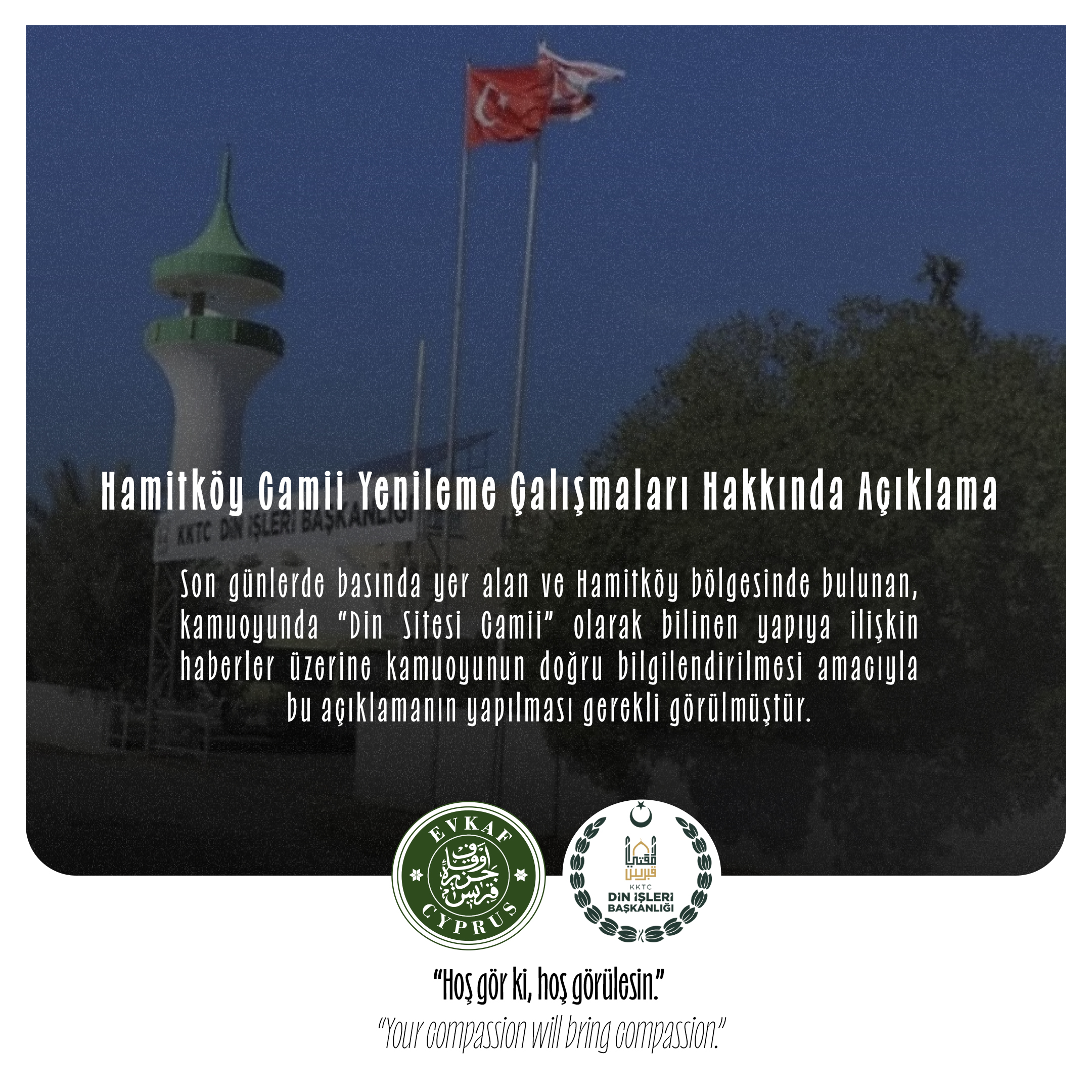 Hamitköy Camii Yenileme Çalışmaları Hakkında Açıklama