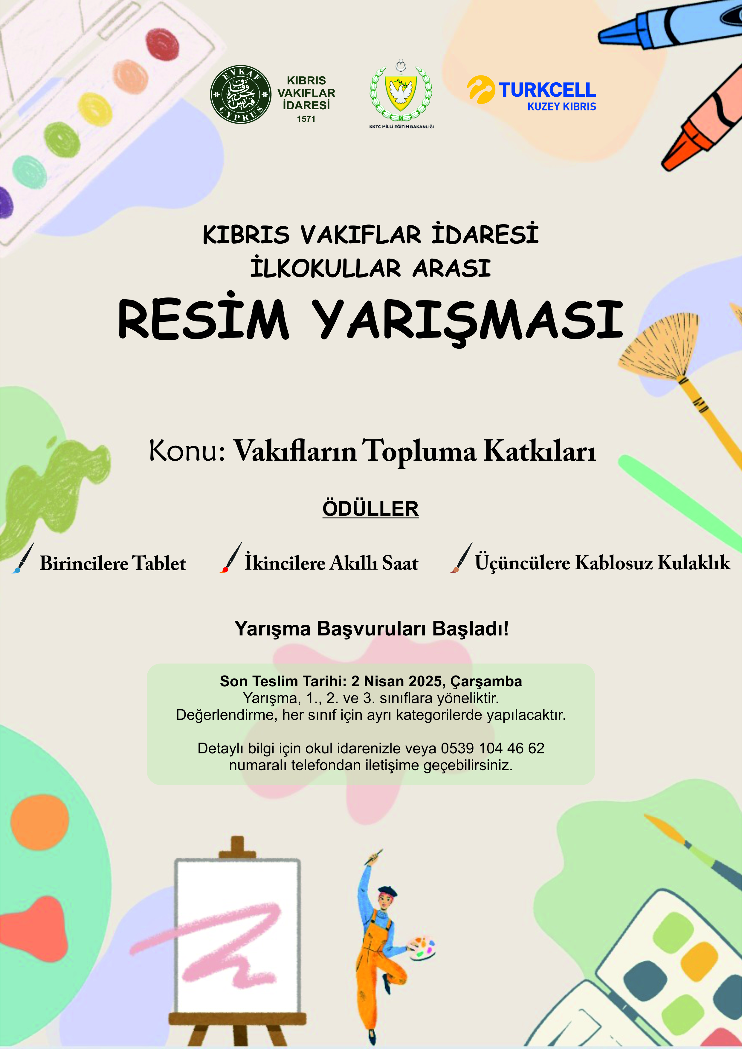Kıbrıs Vakıflar İdaresi İlkokullar Arası Resim Yarışması  Yarışma Başvuruları Başladı!
