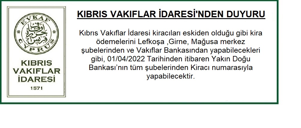 Kıbrıs Vakıflar İdaresi'nden Duyuru