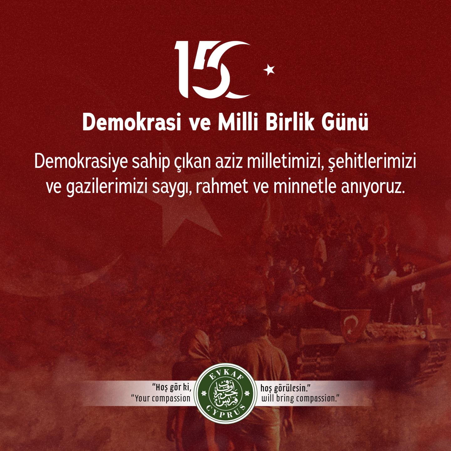 Demokrasiye sahip çıkan aziz milletimizi, şehitlerimizi ve gazilerimizi saygı, rahmet ve minnetle anıyoruz.