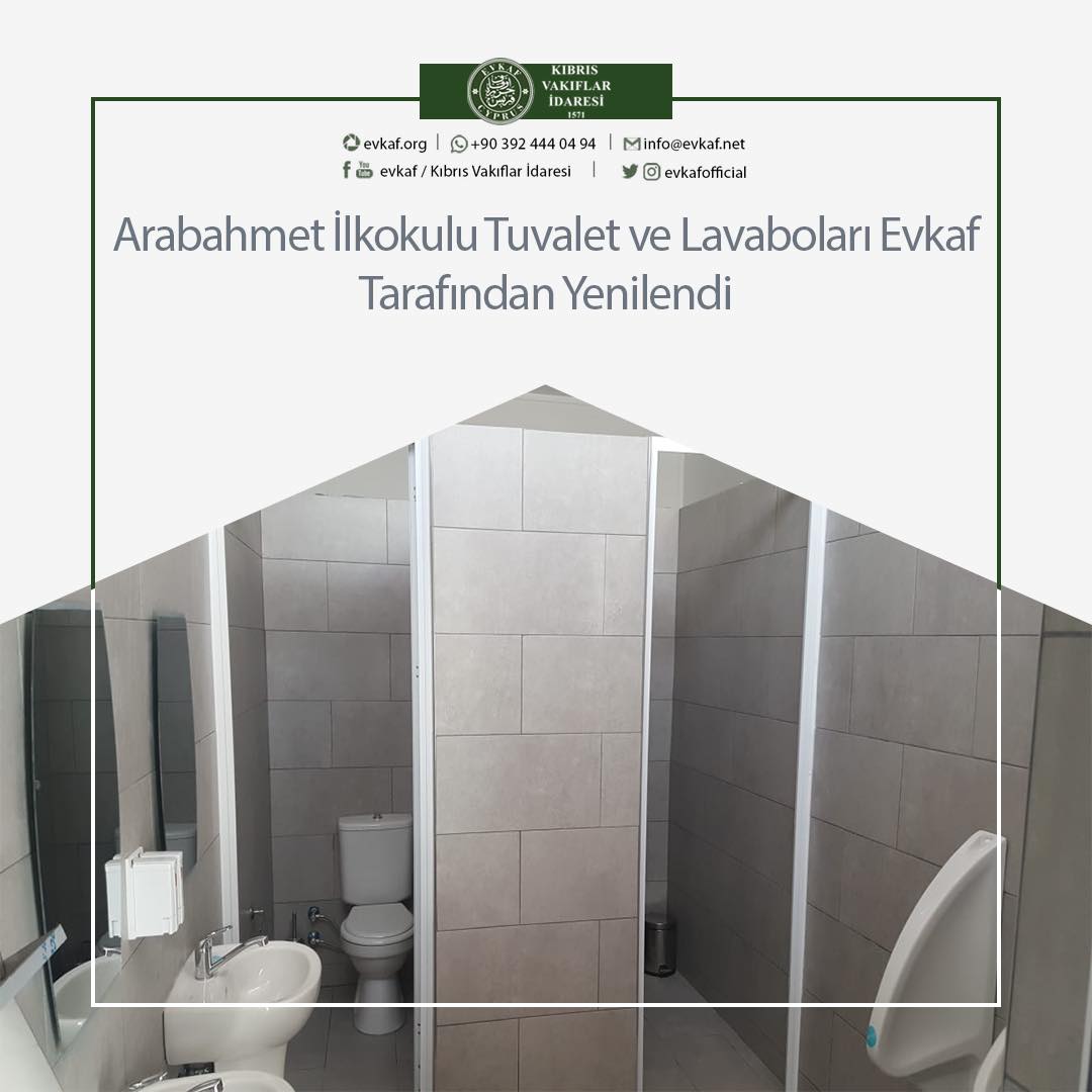 Arabahmet İlkokulu Tuvalet ve Lavaboları Evkaf Tarafından Yenilendi.