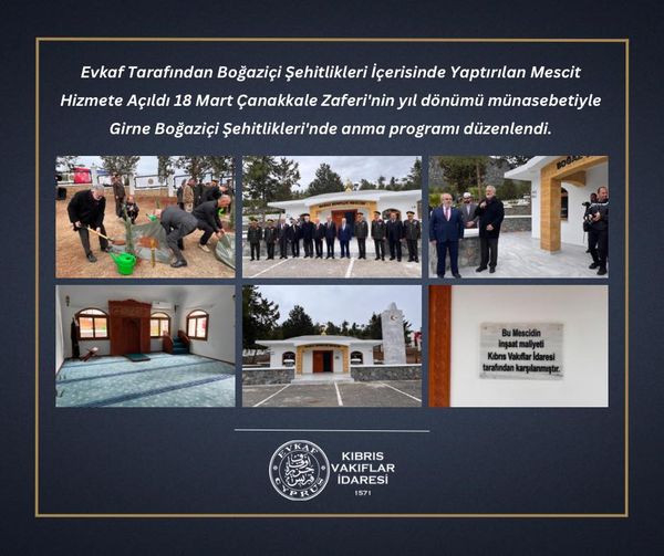 Evkaf Tarafından Boğaz Şehitliği Bünyesinde Yaptırılan Mescit, Hizmete Girdi
