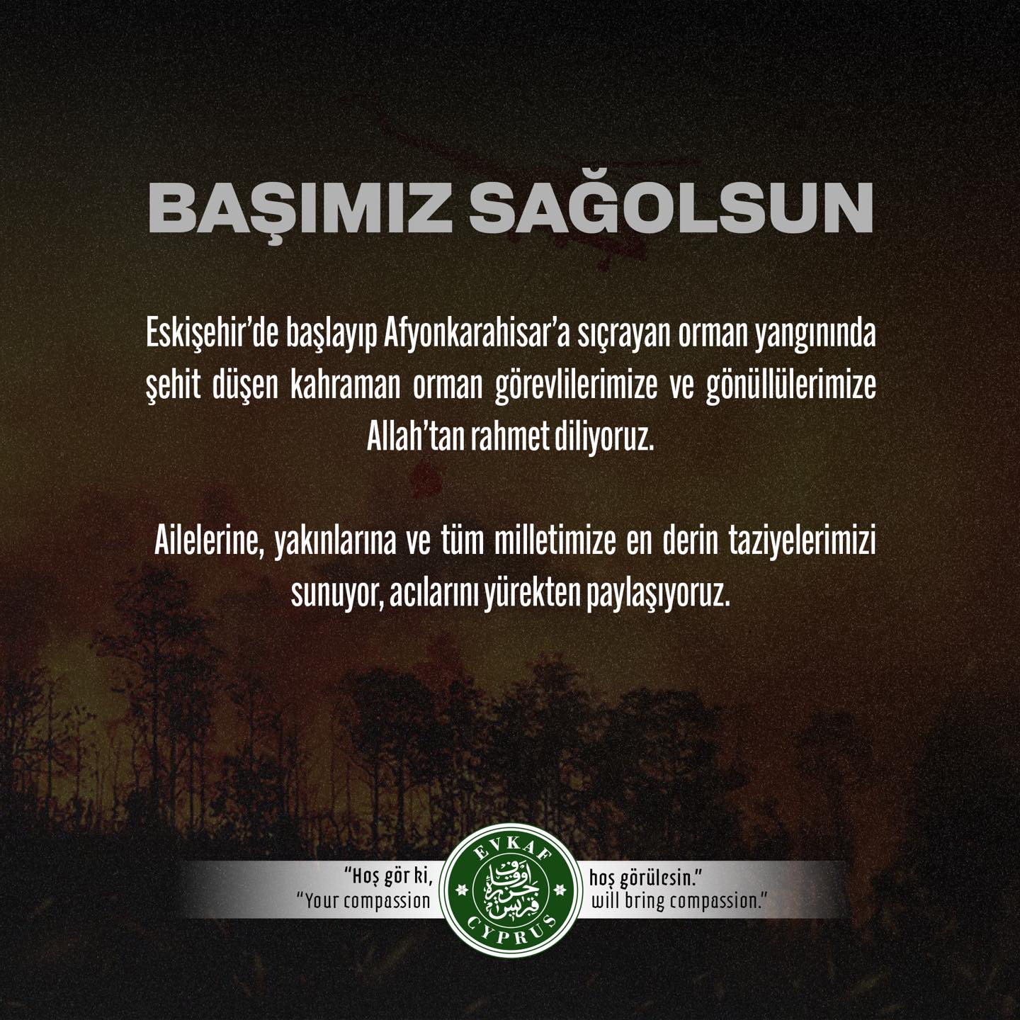 Eskişehir’de başlayıp Afyonkarahisar’a sıçrayan orman yangınında şehit düşen kahraman orman görevlilerimize Allah’tan rahmet diliyoruz.