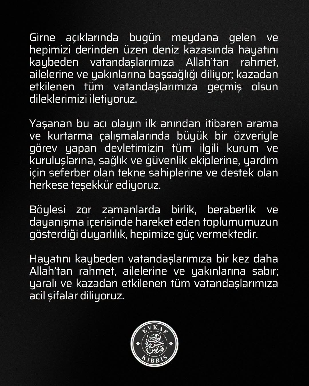 Hayatını kaybeden vatandaşlarımıza bir kez daha Allah’tan rahmet, ailelerine ve yakınlarına sabır; yaralı ve kazadan etkilenen tüm vatandaşlarımıza acil şifalar diliyoruz.