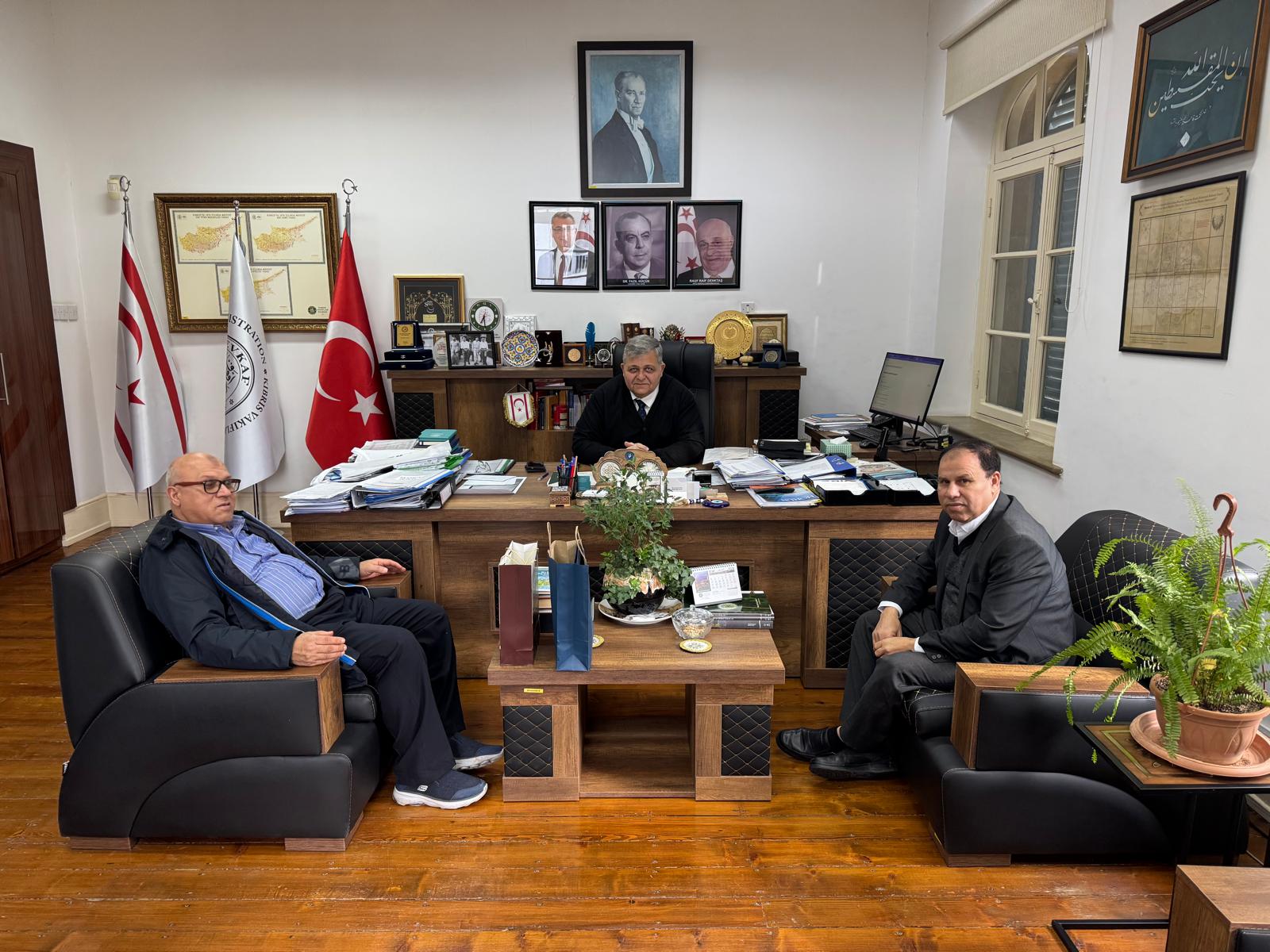 The Director General of the Cyprus Evkaf Administration, Prof. Dr. Mustafa Tümer, received officials from the Libyan Embassy in the Republic of Cyprus.