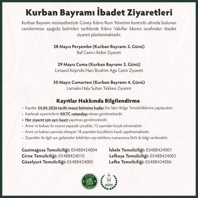 Prayer Visits to Mosques in Southern Cyprus on the Occasion of Eid al-Adha