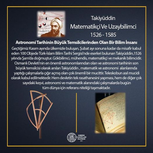 A Scientist, One of the Great Representatives of the History of Astronomy: Takiyüddin Muhammed B. Ma’ruf