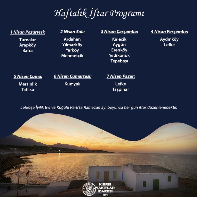 Weekly Iftar Programme (1-7 April 2024)