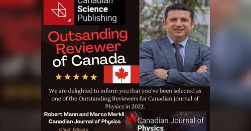 “Outstanding Reviewer of Canada” award to Cypriot Physics professor from Canada